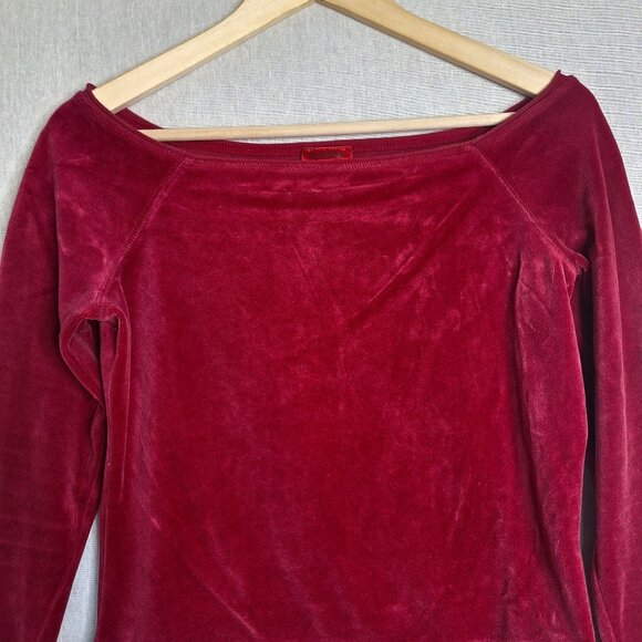 💙 Vintage Express Velour Long Sleeve Tee Size M Y2K 2000s 90s Preppy Fall Stree - Picture 2 of 7